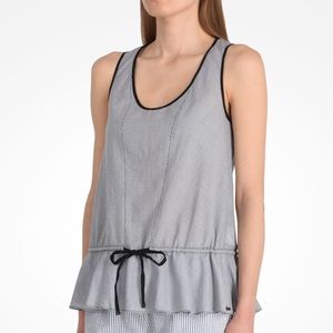 Armani Exchange Striped Peplum Sleeveless Top